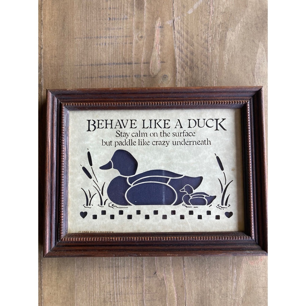 Vintage 1986 Figi Graphics Country Cuts Duck Framed Wall Art LC-57A Blue Brown